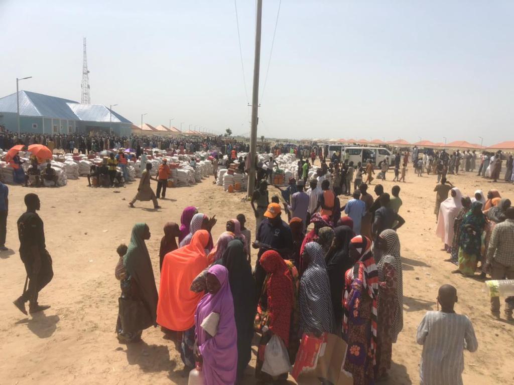 Internally Displaced persons in Borno receive NEMA Routine food rations for 35,508 House Holds.