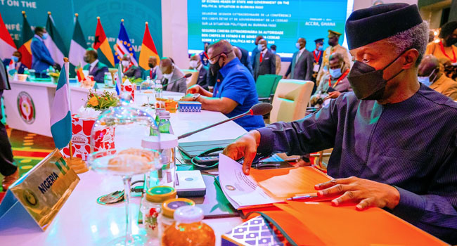 ECOWAS: No excuse for change of government by coup d’etat - Osinbajo