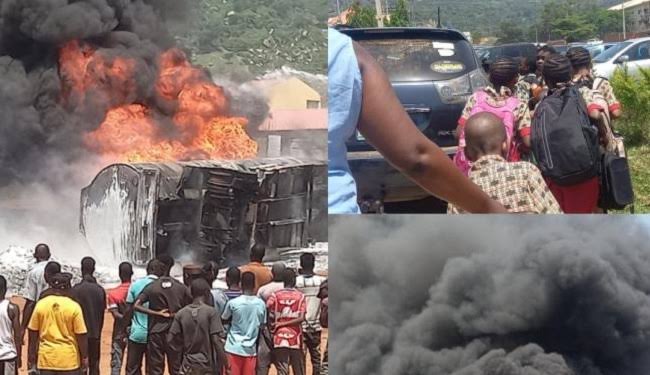 Diesel Tanker Explodes close Kingdom Heritage School In Abuja