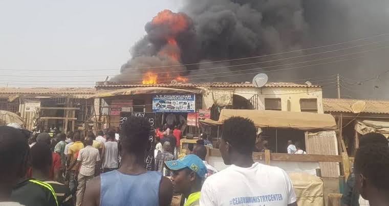 Popular Jos motor park gutted by fire
